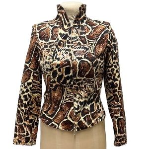 Vintage‎ VIEW | Sequin Animal Print Brown/Black Jacket Blazer Size 8